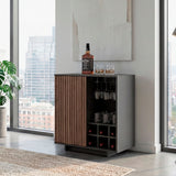 Bar Bowie Plomo 70x78.6cm con Siete Compartimientos y con Seis Portabotellas