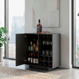 Bar Bowie Plomo 70x78.6cm con Siete Compartimientos y con Seis Portabotellas