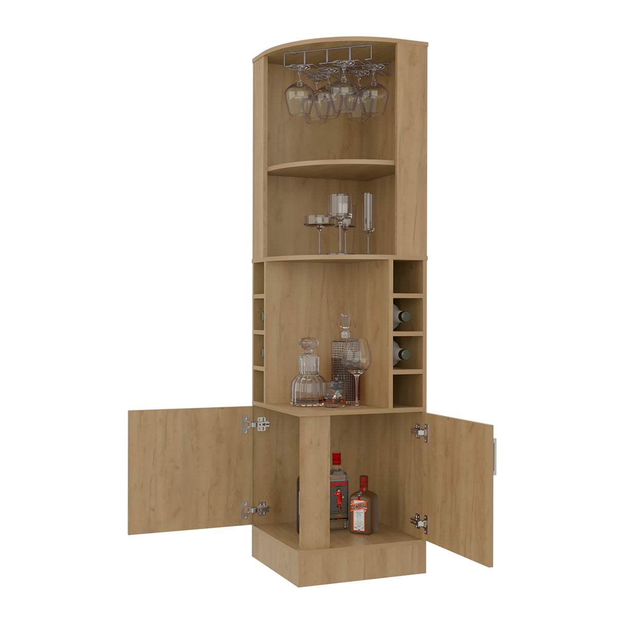 Bar Beijing Fresno 46.9x180.6cm con Tres Compartimientos y con Ocho Portabotellas