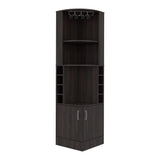 Bar Beijing Nogal 46.9x180.6cm con Tres Compartimientos y con Ocho Portabotellas