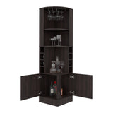 Bar Beijing Nogal 46.9x180.6cm con Tres Compartimientos y con Ocho Portabotellas