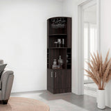 Bar Beijing Nogal 46.9x180.6cm con Tres Compartimientos y con Ocho Portabotellas