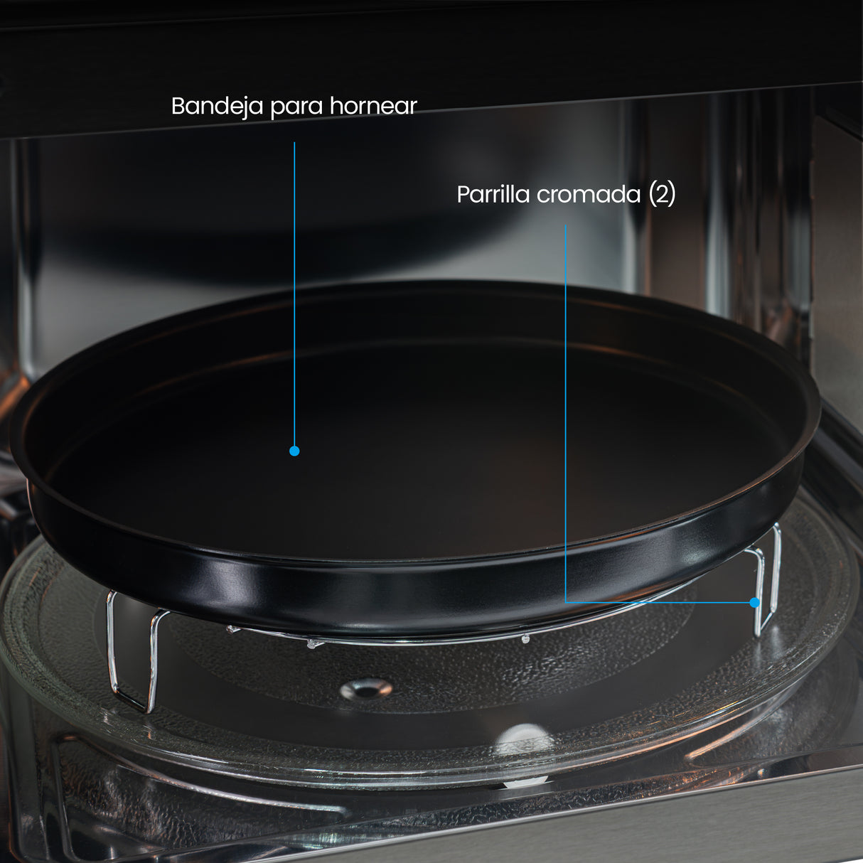 Horno Microondas Challenger Negro 49.5x29cm de 28 Litros con Función Airfryer