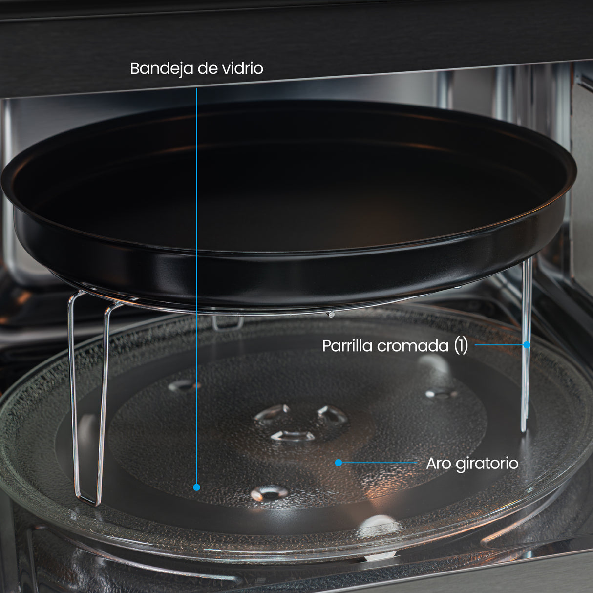 Horno Microondas Challenger Negro 49.5x29cm de 28 Litros con Función Airfryer