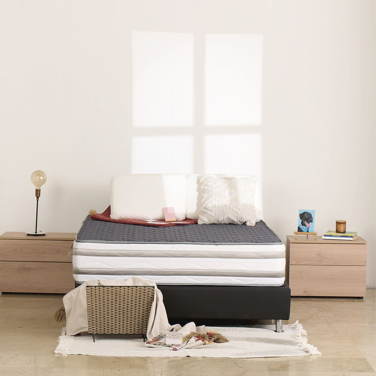 Colchón Moserrate Gris y Blanco Semidoble 120 X 190 Cm Ortopedico Firme de Espuma y Doble Faz