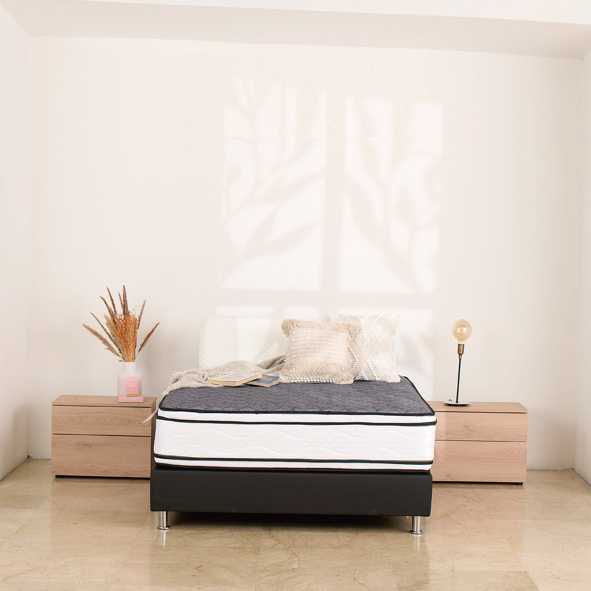 Colchón Andes Resor Gris y Blanco King 200 X 200 Cm Ortopedico Medio Suave de Resortes y Doble Faz