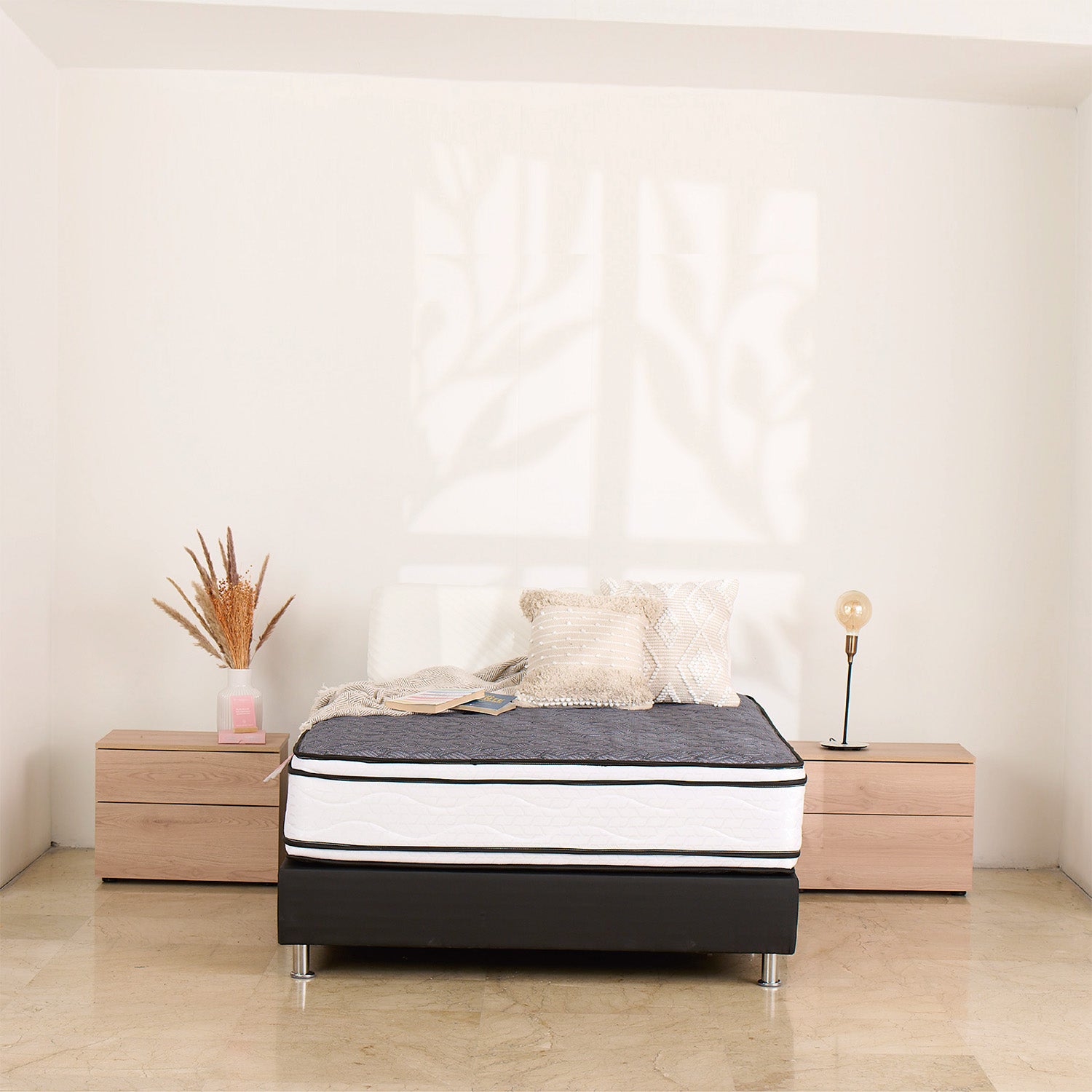 Colchón Andes Resor Gris y Blanco King 200 X 200 Cm Ortopedico Medio Suave de Resortes y Doble Faz