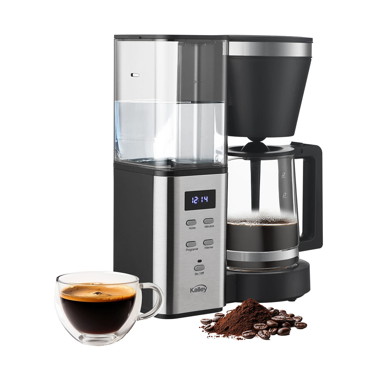 Cafetera Digital Kalley Negro 32.5x35.8cm para Diez Tazas con Sistema Antigoteo