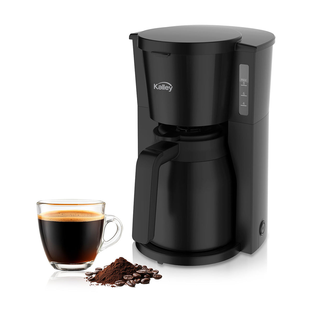 Cafetera Eléctrica Kalley Negro 25.6x33.5cm para Ocho Tazas con Sistema Antigoteo