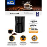 Cafetera Eléctrica Kalley Negro 25.6x33.5cm para Ocho Tazas con Sistema Antigoteo