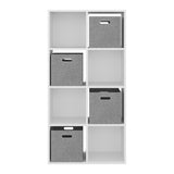Biblioteca Lena Blanco 61.7x122.1cm Rectangular con Ocho Compartimientos y con Cuatro Cajas de Tela
