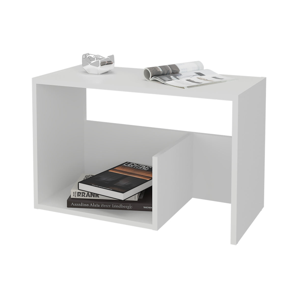 Mesa de Centro Everett Blanco 39.8x63.4cm Rectangular con Compartimiento