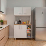 Alacena Blanco y Fresno Europeo 95x180cm con Cuatro Puertas