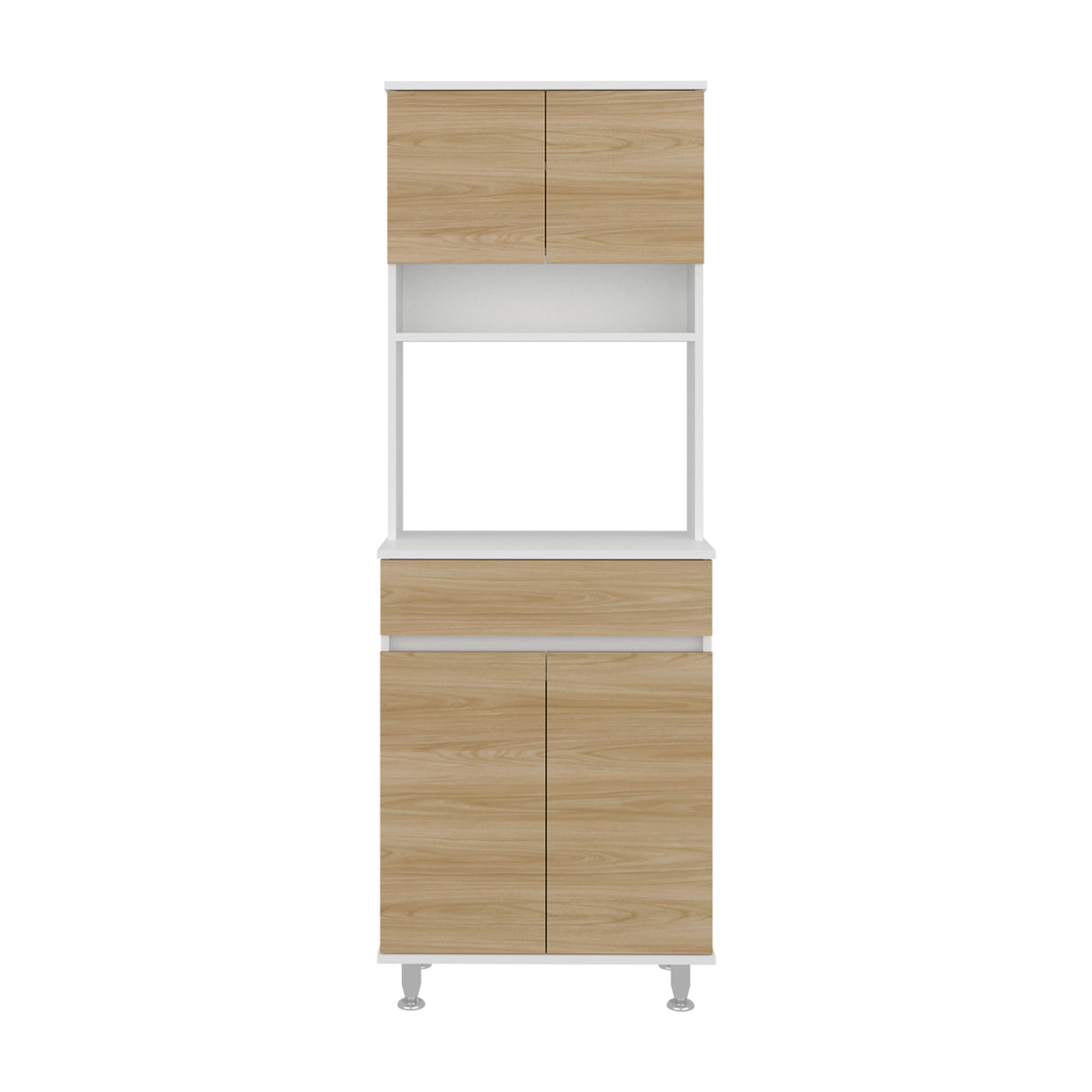 Alacena Della Blanco y Fresno Europeo 60x169cm con Cuatro Puertas y con Un Cajón