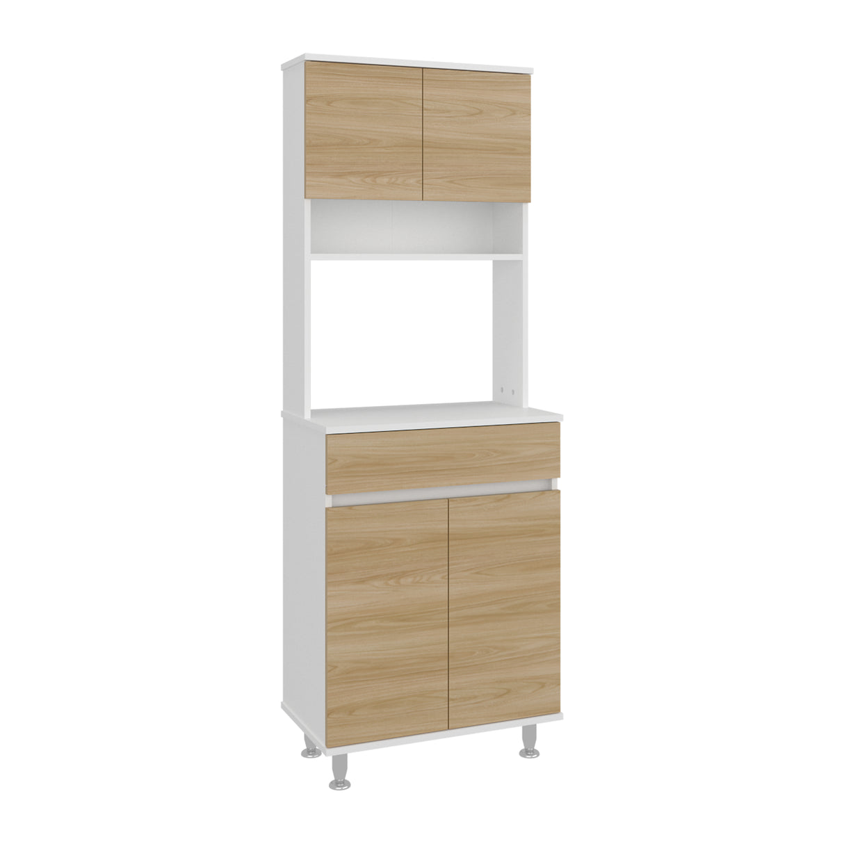 Alacena Della Blanco y Fresno Europeo 60x169cm con Cuatro Puertas y con Un Cajón