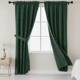 Cortina Jacquard Verde Oscuro 270x215cm Doble Faz de Simbolos Geometricos