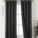 Cortina Jacquard Premium Negro 270x200cm Acústica de Figuras Geometricas