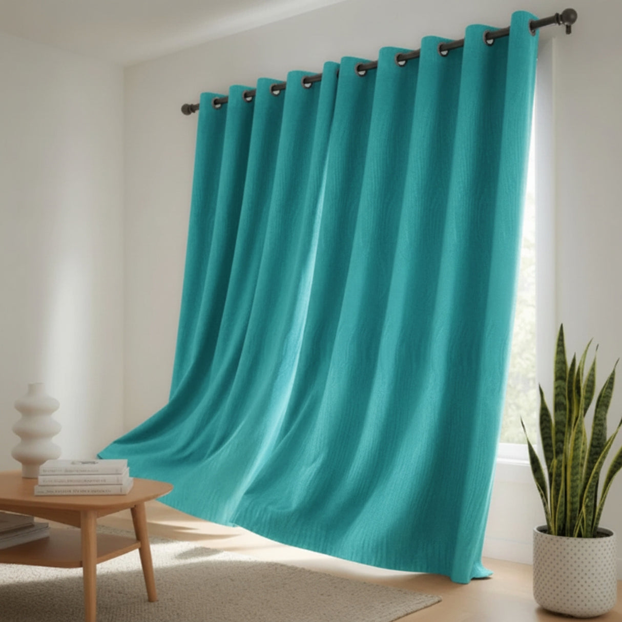 Cortina Blackout Turquesa 280x220cm Doble Faz Acústica de Lineas