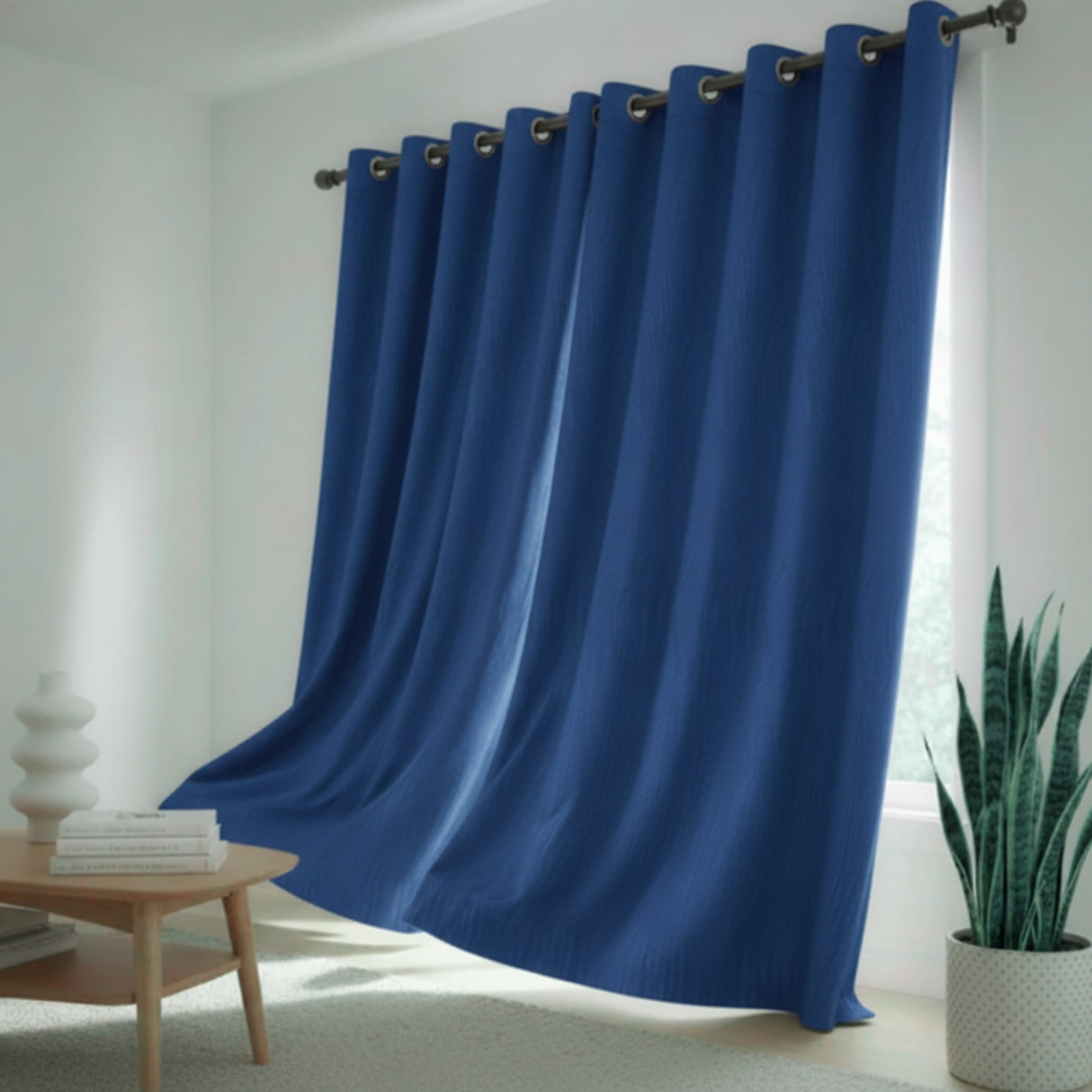 Cortina Blackout Azul Rey 280x220cm Doble Faz Acústica de Lineas
