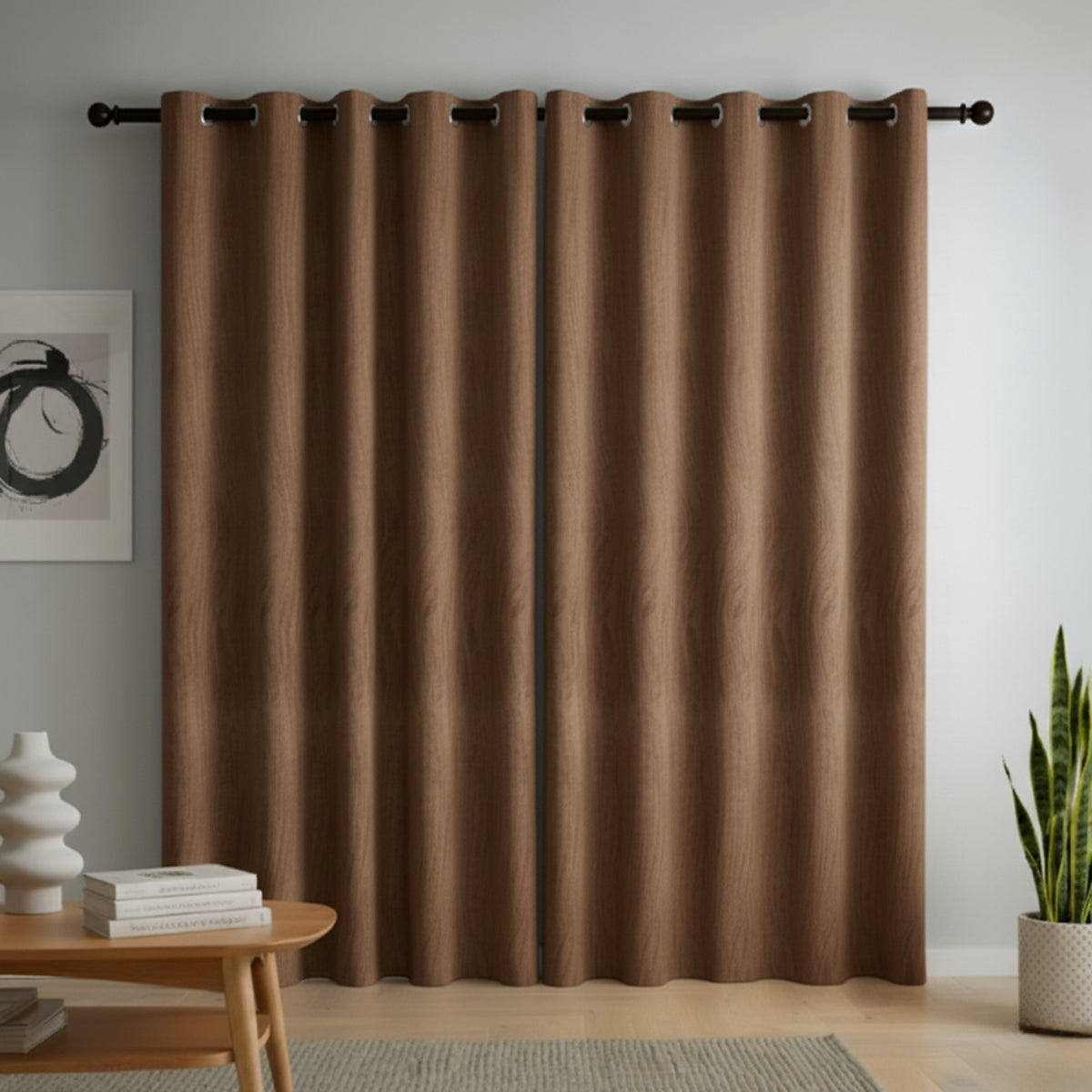 Juego de Cortinas Blackout Marrón 280x220cm Doble Faz de Lineas