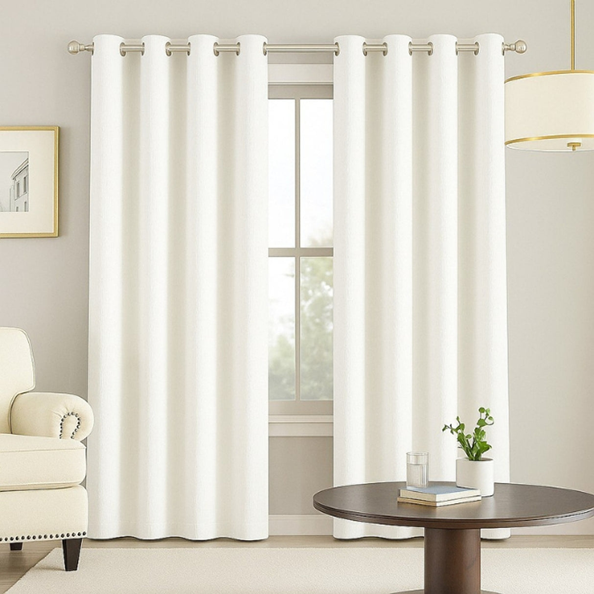 Cortina Semiblackout Beige Marfil 270x200cm Doble Faz Fondo Entero