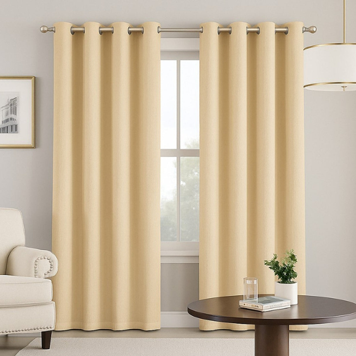 Cortina Semiblackout Beige 270x200cm Doble Faz Fondo Entero