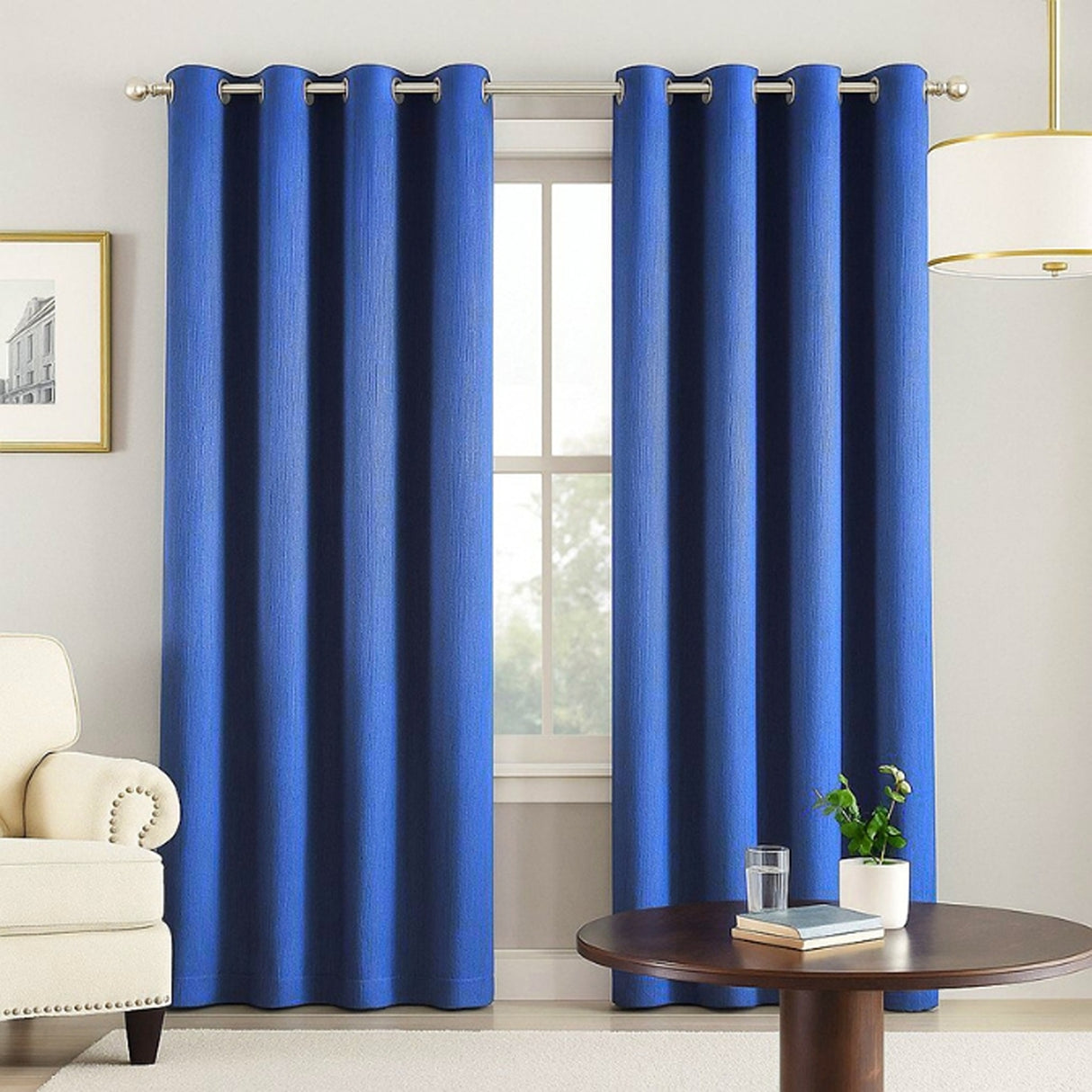 Cortina Semiblackout Azul Rey 270x200cm Doble Faz Fondo Entero