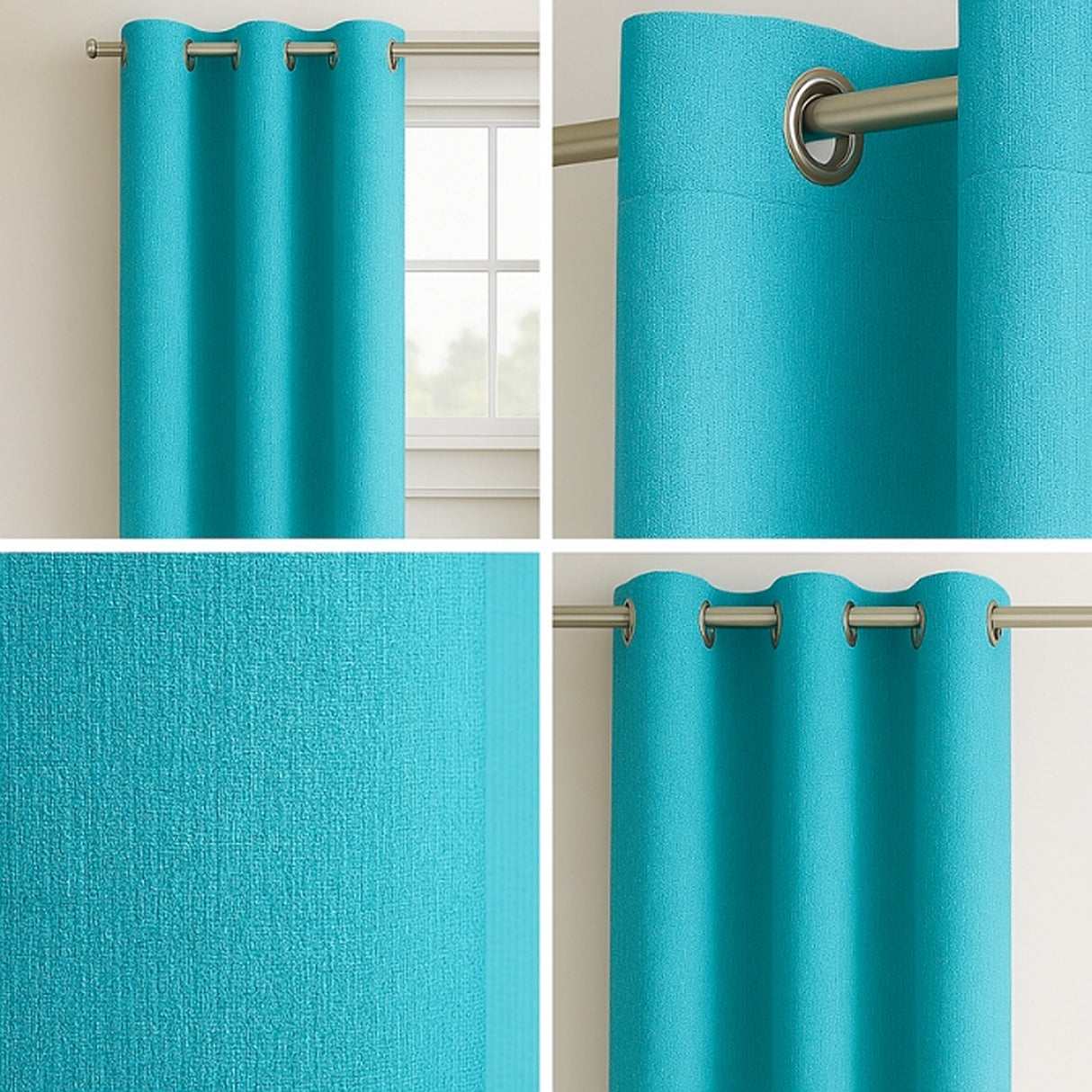 Cortina Semiblackout Turquesa 270x200cm Doble Faz Fondo Entero