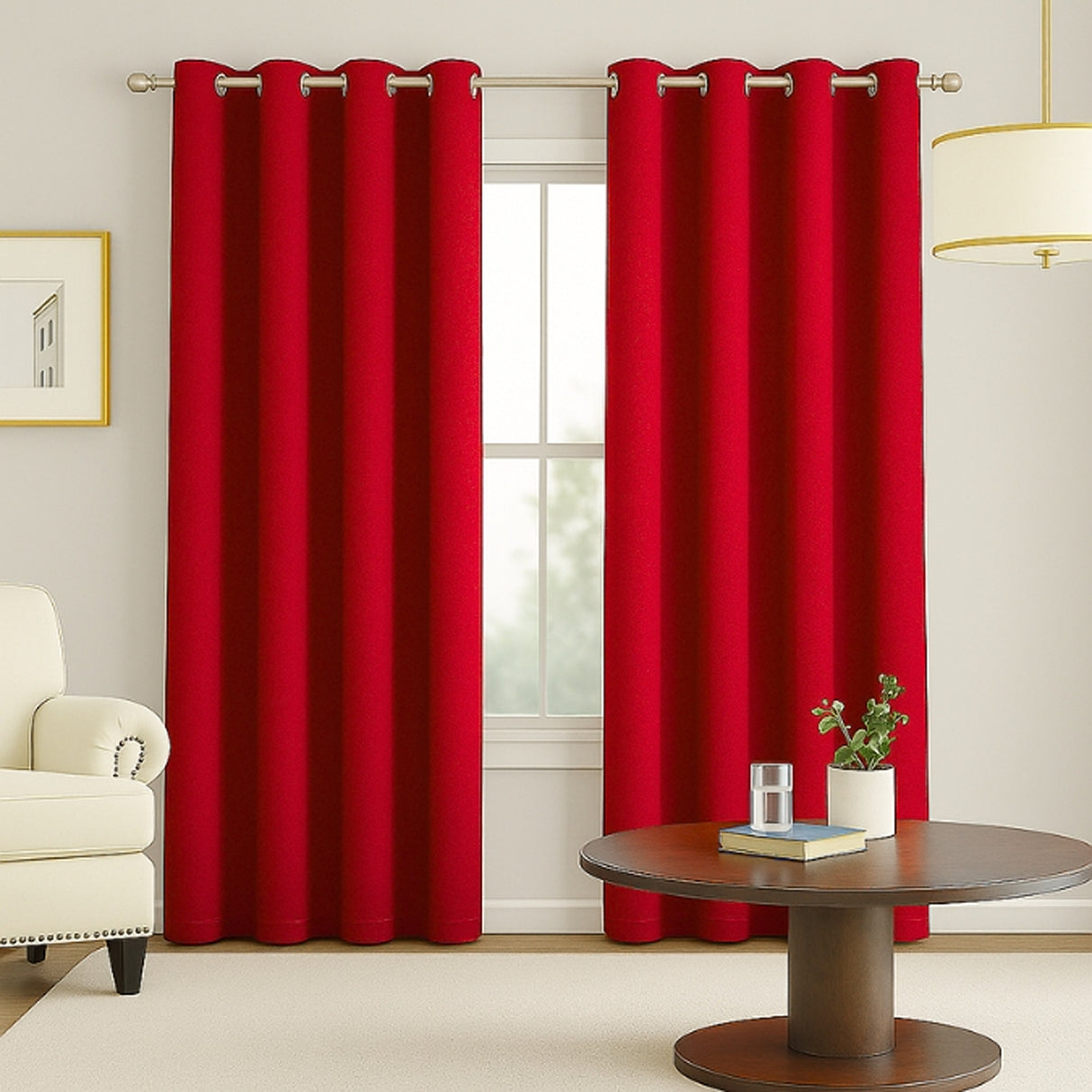 Cortina Semiblackout Rojo 270x200cm Doble Faz Fondo Entero