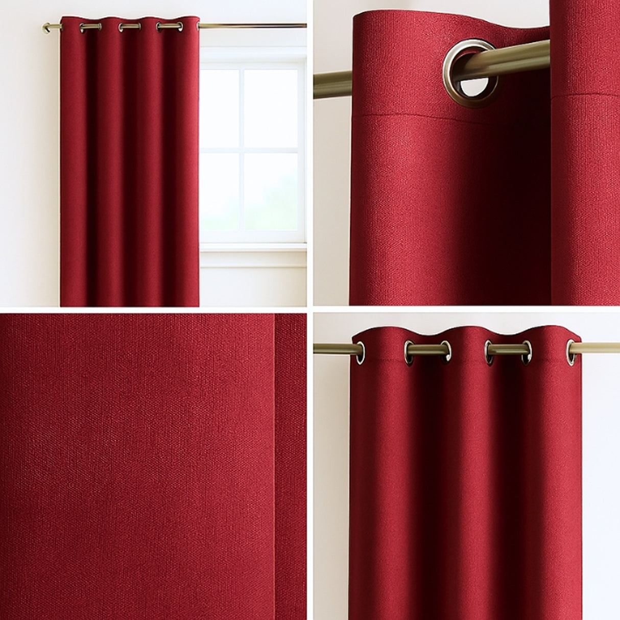 Cortina Semiblackout Vinotinto 270x200cm Doble Faz Fondo Entero