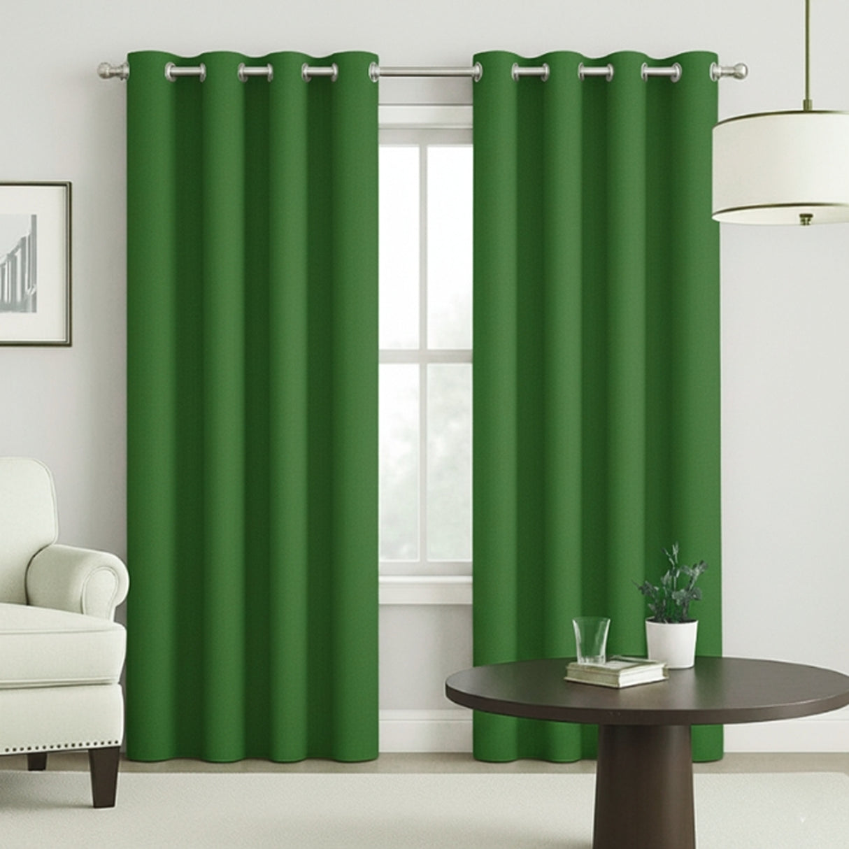 Cortina Semiblackout Verde Oscuro 270x200cm Doble Faz Fondo Entero