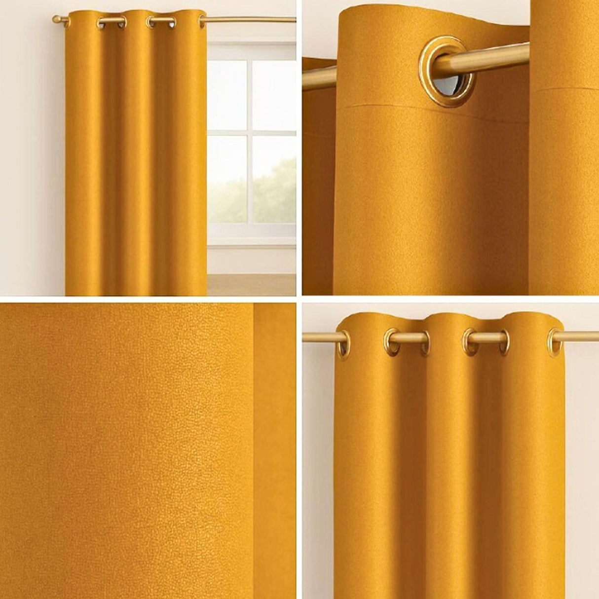 Cortina Semiblackout Dorado 270x200cm Doble Faz Fondo Entero