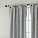 Cortina Jacquard Tradicional Gris Claro 270x215cm Doble Faz de Simbolos Geometricos