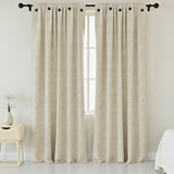 Cortina Jacquard Tradicional Beige 270x215cm Doble Faz de Simbolos Geometricos