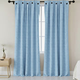 Cortina Jacquard Tradicional Azul Celeste 270x215cm Doble Faz de Simbolos Geometricos