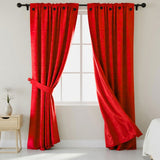 Cortina Jacquard Tradicional Rojo 270x215cm Doble Faz de Simbolos Geometricos