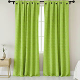 Cortina Jacquard Tradicional Verde Limón 270x215cm Doble Faz de Simbolos Geometricos