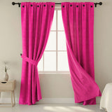Cortina Jacquard Tradicional Fucsia 270x215cm Doble Faz de Simbolos Geometricos
