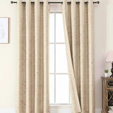 Cortina Jacquard Tradicional Premium Beige Claro 270x200cm Acústica de Figuras Geometricas
