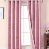 Juego de Cortinas Jacquard Premium Rosa 270x200cm de Figuras Geometricas