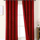 Cortina Jacquard Tradicional Premium Rojo 270x200cm Acústica de Figuras Geometricas