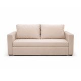 Sala Beige y Blanco 174x92cm con Un Sofá Cama Un Puff y Una Mesa de Centro