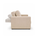 Sala Beige y Blanco 174x92cm con Un Sofá Cama Un Puff y Una Mesa de Centro