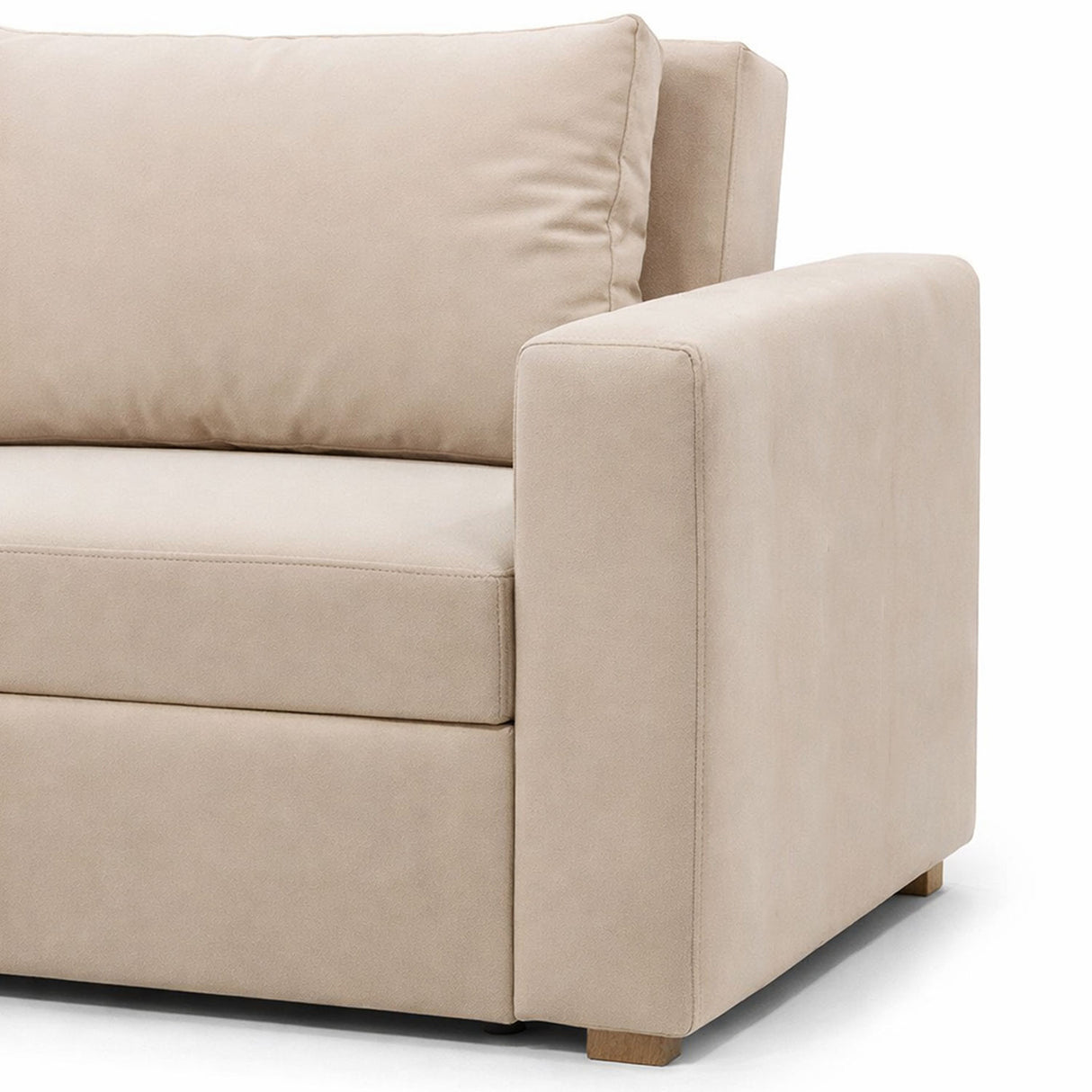Sala Beige y Blanco 174x92cm con Un Sofá Cama Un Puff y Una Mesa de Centro
