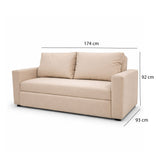 Sala Beige y Blanco 174x92cm con Un Sofá Cama Un Puff y Una Mesa de Centro