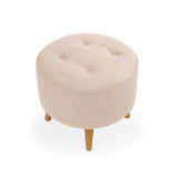 Sala Beige y Blanco 145x45cm con Un Sofá Cama Baúl Un Puff y Una Mesa de Centro