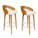 Set X 2 Sillas Bar Odet Beige 44x95cm Circular Con Espaldar Sin Apoya Brazos
