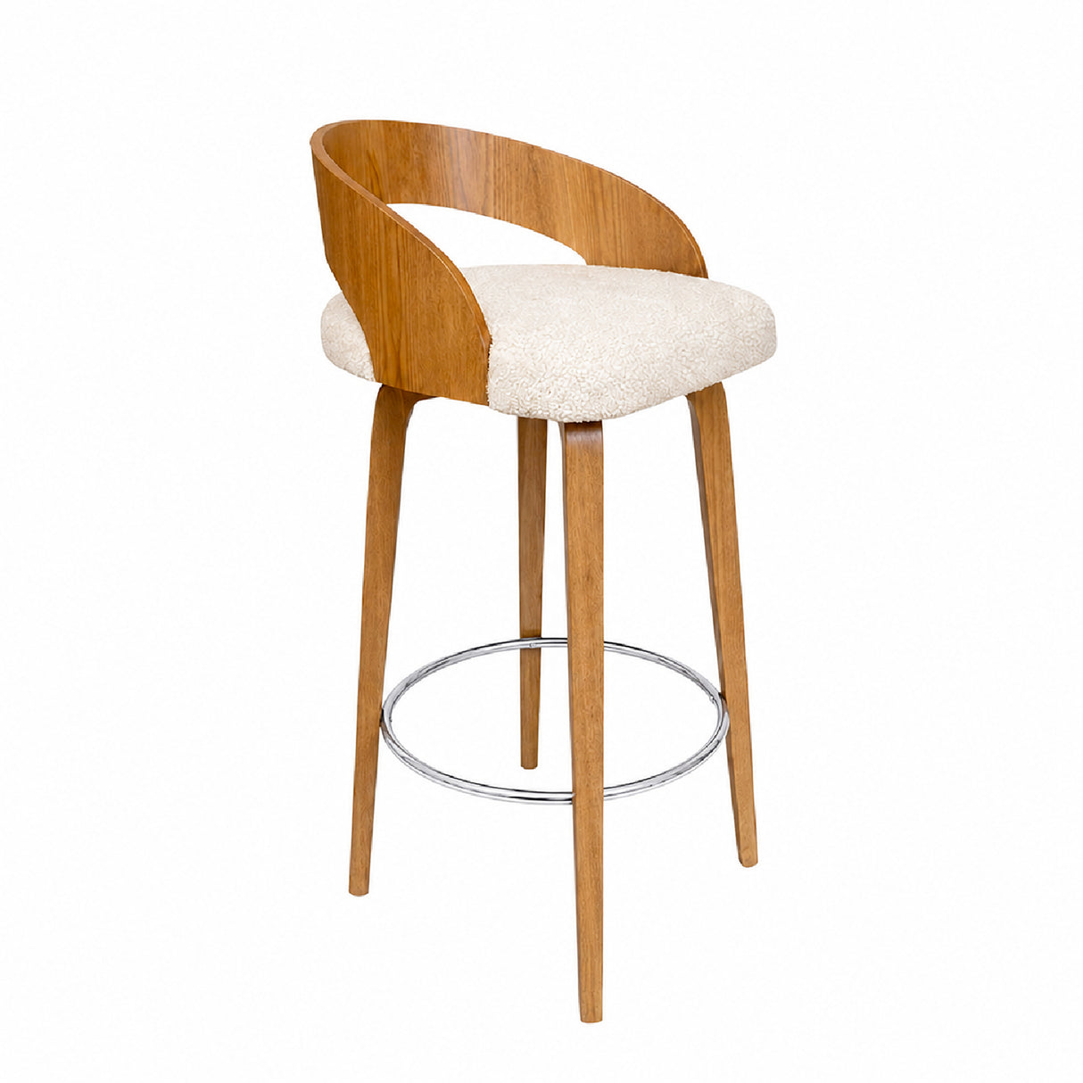 Set x 2 Sillas Bar Odet Beige 44x95cm Circular con Espaldar sin Apoya Brazos