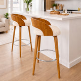 Set X 2 Sillas Bar Odet Beige 44x95cm Circular Con Espaldar Sin Apoya Brazos