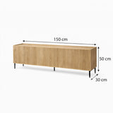 Mesa para TV Benito Madera Clara 150x50cm para TV Hasta 65" Pulgadas con Tres Compartimientos